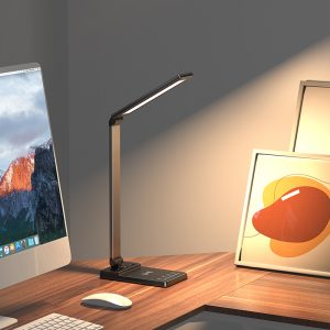 15W QI Wireless Charger LED Desk Lamp USB Charging Eye-friendly Table Lamp with Touch Control Stepless Dimming Reading Lamp Night