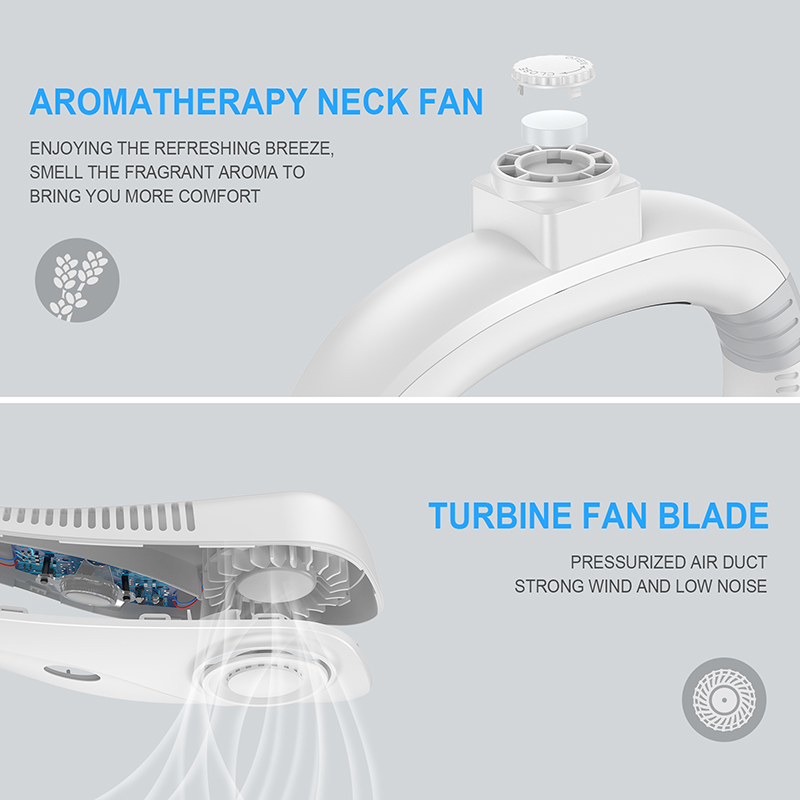 Neck Hanging Fan,Rechargeable Mini Portable Fan,Bladeless fan,USB Neck Fan with Aromatherapy - Fan - 3
