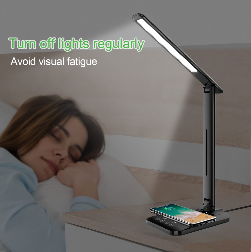 LED Desk Lamp with 10W Wireless Charger,USB Charging Port,5 Modes, Eye-Caring Table Led Lamp,Dimmable Reading Light for Home Office,Touch Control, Auto-Off Timer Lamps - Led Light - 2