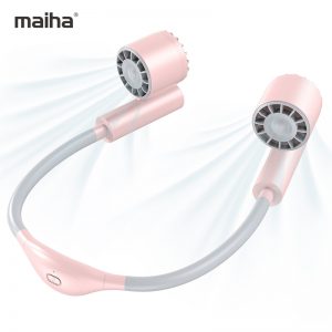 MAIHA 2400mAh Portable Neck Fan, Bladeless Neck Fan with 7 Turbine Blades, 360° Cooling Fan, 3 Speeds Quiet Personal fan, Hands Free Travel Fan, Wearable USB Fans Rechargeable for Outdoor, Office, Camping