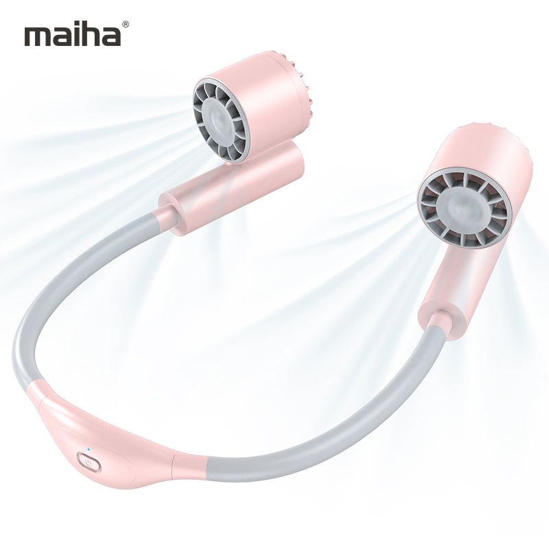 MAIHA 2400mAh Portable Neck Fan, Bladeless Neck Fan with 7 Turbine Blades, 360° Cooling Fan, 3 Speeds Quiet Personal fan, Hands Free Travel Fan, Wearable USB Fans Rechargeable for Outdoor, Office, Camping - Fan - 1