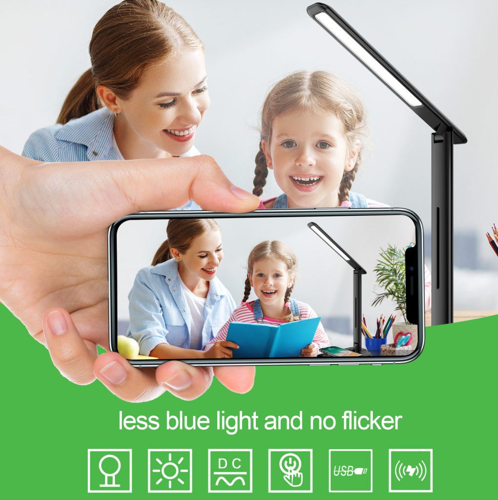 LED Desk Lamp with 10W Wireless Charger,USB Charging Port,5 Modes, Eye-Caring Table Led Lamp,Dimmable Reading Light for Home Office,Touch Control, Auto-Off Timer Lamps - Led Light - 6