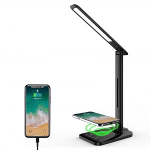 LED Desk Lamp with 10W Wireless Charger,USB Charging Port,5 Modes, Eye-Caring Table Led Lamp,Dimmable Reading Light for Home Office,Touch Control, Auto-Off Timer Lamps